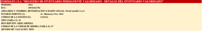 Registro De Inventario Permanente Valorizado M Todo Peps Contabilidad