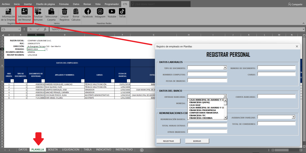 Macro para el Cálculo de la Compensación por Tiempo de Servicio CTS