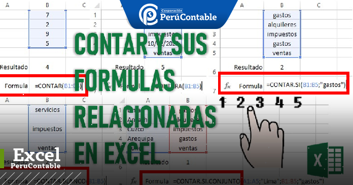 Contar y sus fórmulas relacionadas en Excel